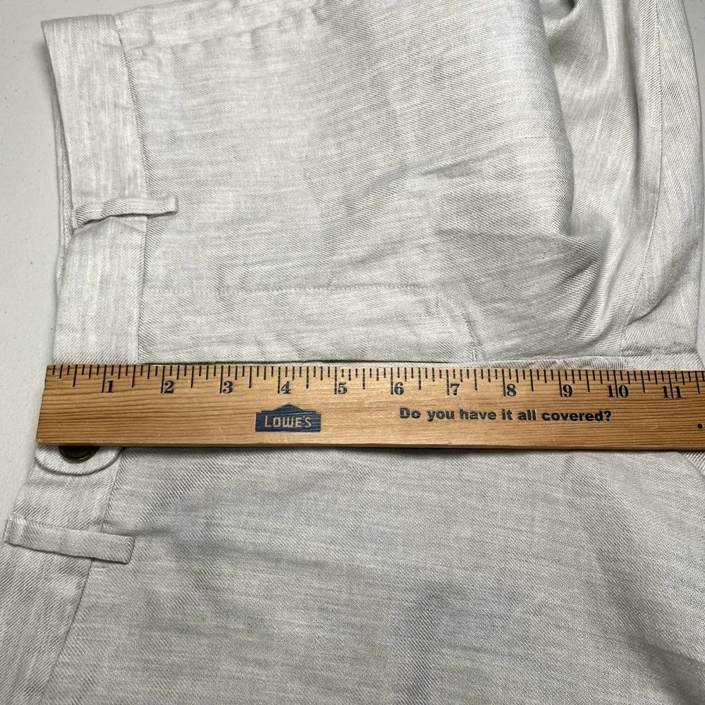 Bonobos Linen Pants 29x32 Slim Profilo Flat Front Off White Gray